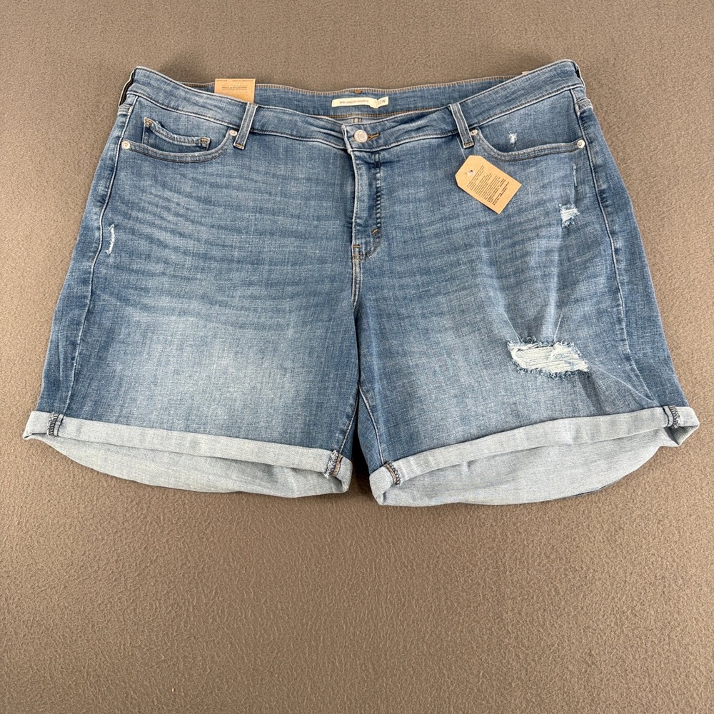 Levi's Mid-Length Shorts Women Size 22W Light Blue Distressed Denim 236690040